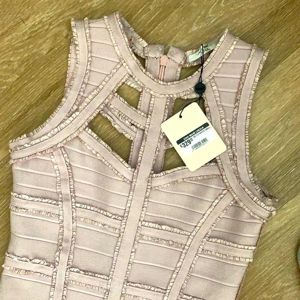 NWT Sara Boo bandage dress pink taupe size small